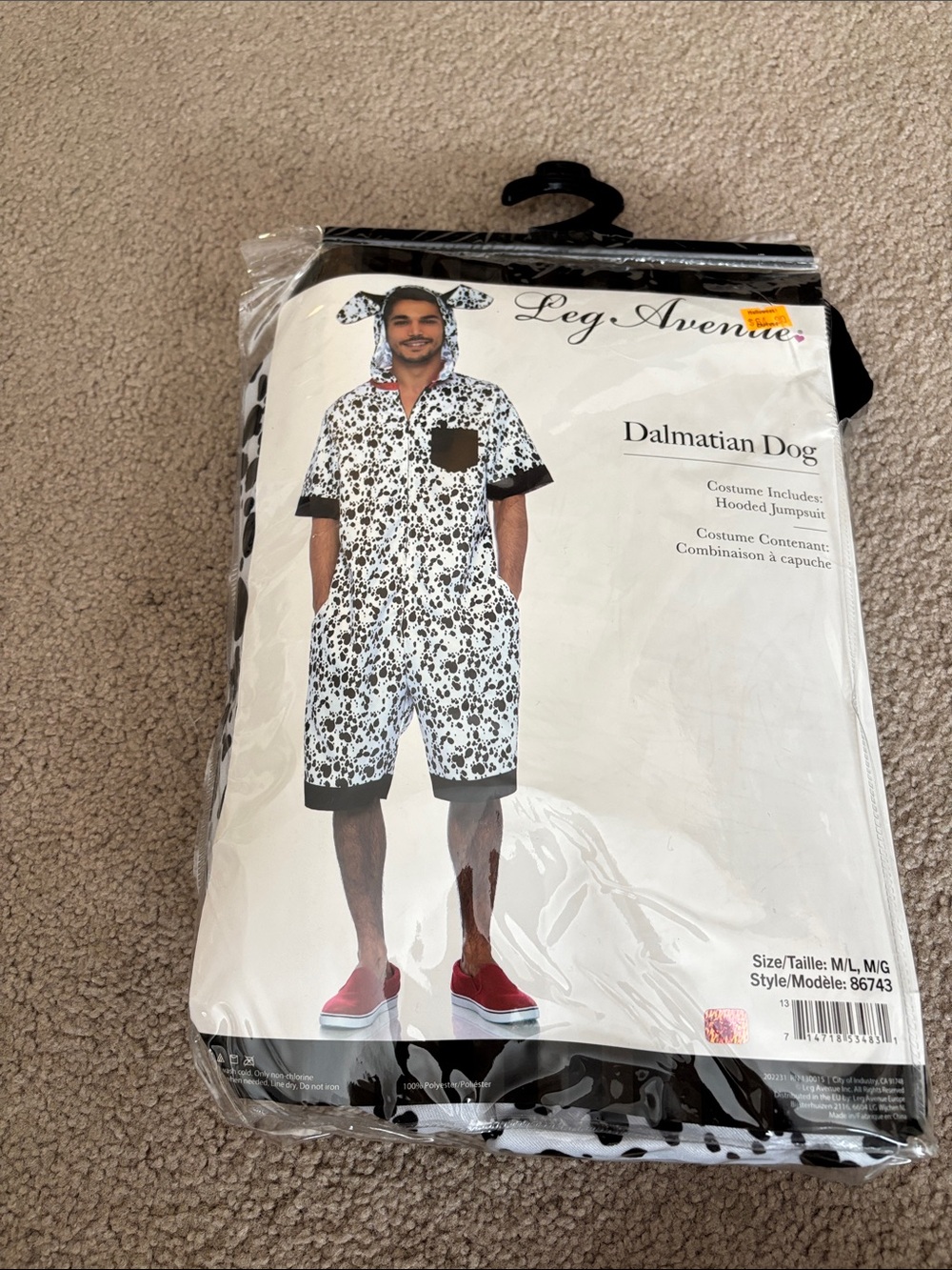 Leg Avenue Dalmatian Print Hooded Romper - White & Black mens M/L